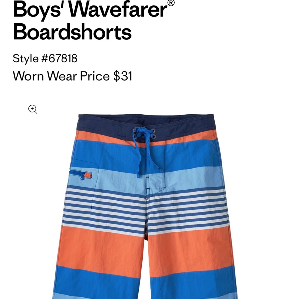 Patagonia Kids Wavefarer Boardshorts - Blue and Orange Stripes